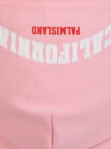 SHEIN Explorewe Oversized Teens Girls' Street Style American College Letter Print Loose Fit Zip-Up Hoodie Jacket, Featuring Distinctive English Letter Graphic Design, Relaxed Fit Allows Easy Movement, Versatile For Daily School, Hangout, Vacation, Sports, Party Wear In Autumn/Winter - Pink - View 7