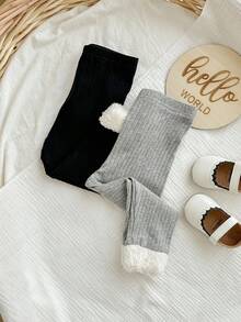 买一送一 2 件装 可爱宝宝女孩休闲简约带毛绒下摆装饰防条纹紧身裤 高性价比 多件装 适合生日派对、晚会、表演、婚礼、洗礼、开幕式 适合日常使用 适合秋冬季节 - 黑色 - 查看 4