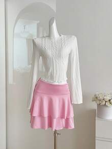 Sweetra Young Teen GirlElegant Jacquard Knit Turtleneck Flare Sleeve T-Shirt, Soft & Comfortable, Autumn/Winter Fall