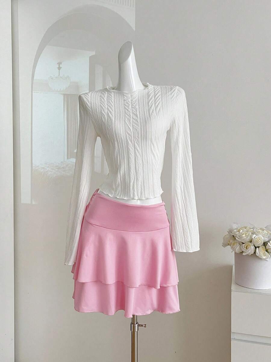 Sweetra Young Teen GirlElegant Jacquard Knit Turtleneck Flare Sleeve T-Shirt, Soft & Comfortable, Autumn/Winter Fall