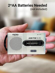INDIN BC-R21 Portable Radio ,AM/FM, 2AA Battery Operated With Long Range Reception For Indoor, Outdoor & Emergency Use | Radio With Speaker & Headphone Jack - Silver - View 5