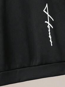 SHEIN 青少年男孩 1件休閒文字印花連帽冬季衛衣，保暖黑色秋季街頭風，適合返校、畢業，舒適針織百搭款 - 黑色 - 查看 5