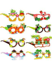 16pcs Set Of Beach And Pool Party Glasses Decorations, Bulk Summer Hawaiian Paper Sunglasses, Hawaiian Sunglasses Frames, Tropical Pool Props, Photo Booth Accessories, Perfect For Hawaiian Beach Party Gifts And Birthday Decoration Supplies.