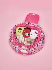 HELLO KITTY AND FRIENDS | SHEIN 可愛的卡通和字母印花粉紅色束口化妝包 - 淺粉色 - 查看 2
