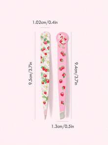 Strawberry Shortcake X SHEIN 2 Pcs Cartoon Character & Strawberry Design Eyebrow Tweezers Set,Gift Ideas,Valentine's Day - Multicolor - View 5
