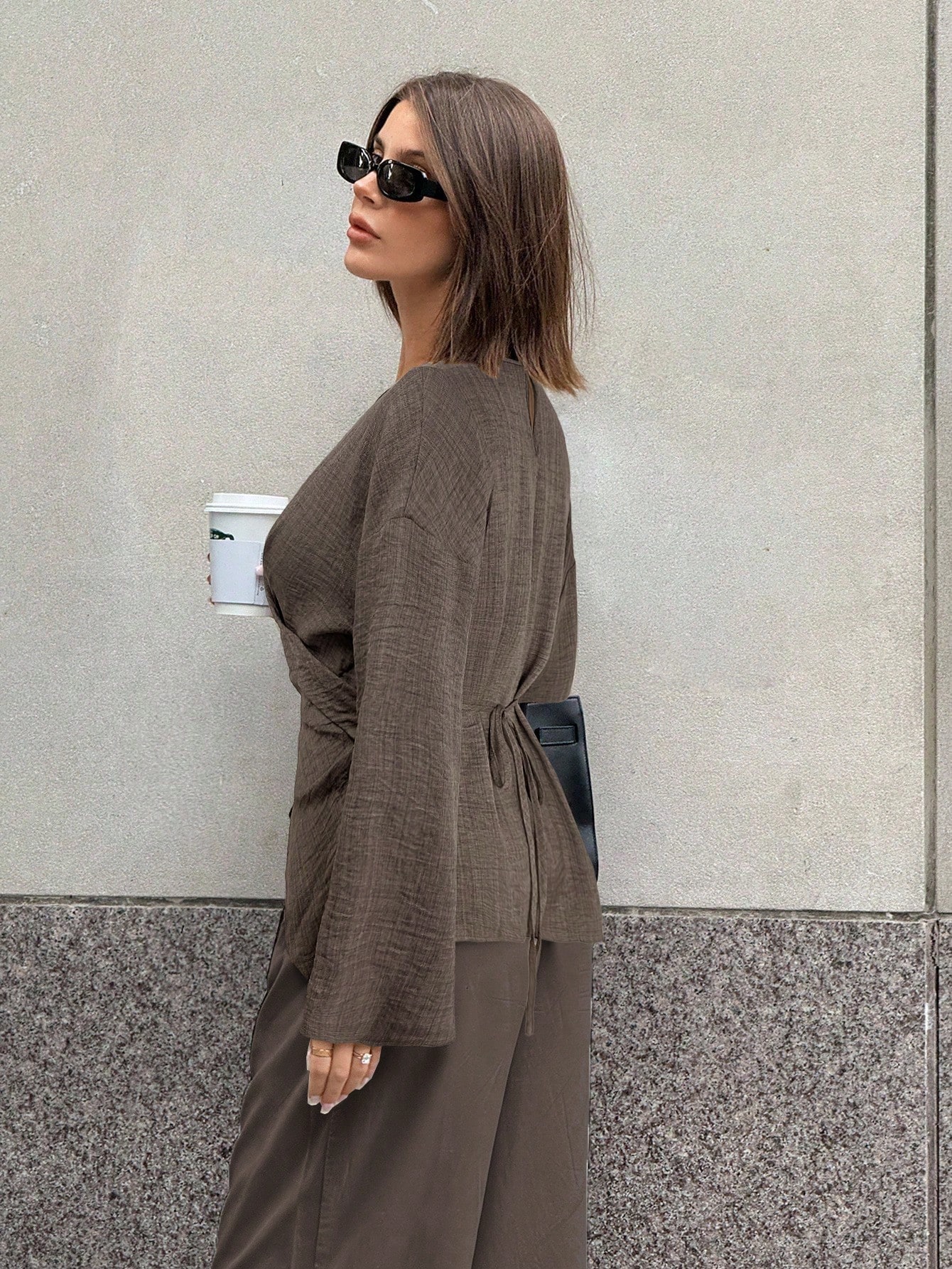 Siren Gaze قميص كاجوال للنساء بياقة مستديرة وأكمام...