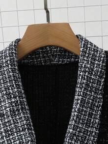 GlowEve CURVE Women's Elegant Lace Trim Shawl Neck Single Button Long Sleeve Jacket + Loose Fit Pants 2 Pieces Set, Plus Size, Autumn/Winter - Black - View 5