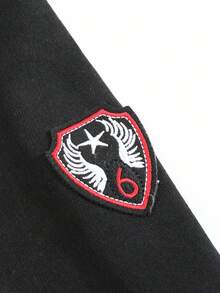 Manfinity Homme Áo khoác nam thêu màu đen thường ngày mới, áo khoác ngoài thời trang cho mùa thu/đông, phong cách Grunge - màu đen - Xem 4