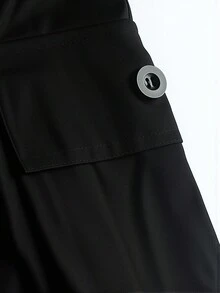 Manfinity Homme Men's Casual Solid Color Cargo Pants, Fall - Black - View 5