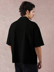 SUMWON Textured Button Down Camp Shirt Short Sleeve Vacation Style Resort Casual Collar Summer Shirt Men Evening Party Collared Bowling Lounge Casual