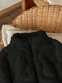 SHEIN LMoss Kids LMoss Baby Girl Cute And Casual Furry Stand Collar Jacket With Heart Pattern, Perfect For Autumn And Winter Fall