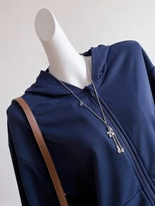 休闲宽松常规款运动衫连帽夹克适合青少年女孩返校运动衫