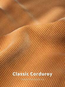 SHEIN Unity Quần ống đứng dài đến sàn rộng rãi, vải nhung kẻ xẻ hở, mặc mùa thu/đông, giúp thon gọn cho phụ nữ - màu đen - Xem 4