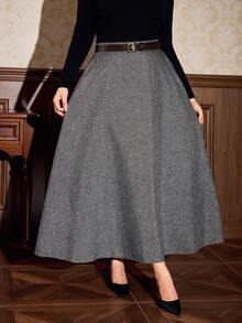 Vintamour Plus-Size Women's Retro Classic Elegant Half Skirt, Autumn And Winter Women's Half Skirt, Retro Half Skirt, Elegant Women's Clothing Modest Skirts Skirt Midi Elegant Skirt Aline Skirt Grey Skirt