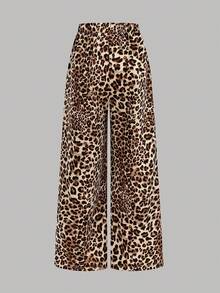 Girlism Tween Girls Hoodie & T-Shirt Co-Ords, Textured Knit Butterly Print Yellow T-Shirt & Leopard Print Contrast Bow Casual Loose Khaki Leopard Print Bow Cargo Pants 2 Pieces Set, Suitable For Casual, Sports, Hangout, Family Outing Fall Winter Women Leopard Print Leopard Print Pants Bow Sweatshirt Animal Print Outfit - Multicolor - View 7