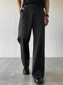 Claim Dot Pantaloni neri larghi e dritti da uomo, autunnali