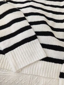 SHEIN EZwear Áo khoác cardigan sọc tối giản thường ngày dành cho sinh viên, phong cách hàng hải, mùa tựu trường, phù hợp cho phụ nữ vào mùa thu/đông, cổ điển, gợi cảm, dễ thương, Y2K, cô gái dừa, boho, hippie, lễ hội âm nhạc - Nhiều màu - Xem 11