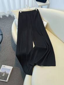 SHEIN Clasi Plus Solid Wide Leg Suit Pants Graduation,Back To School,Teacher Outfits For Women Winter Fall Autumn - Black - View 1