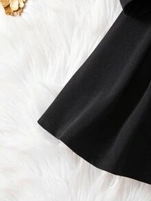 Young Girl Elegant & Cute Black Knit Long Sleeve Dress Fall Winter