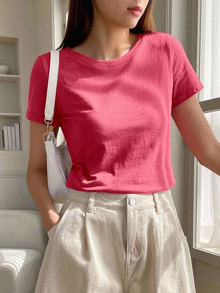Solid Round Neck Tee