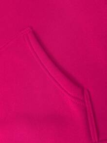 Manfinity Homme 宽松男士标语卡通图案口袋抽绳粉色连帽衫，街头风，秋季长袖上衣 - 玫紅色 - 查看 4