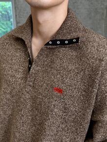 ESTAVOR 休闲宽松街头风格简约长袖男士毛衣，适合秋冬 - 棕色 - 查看 4