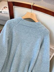 GlowEve CURVE Áo len dệt kim tay raglan rộng rãi, thường ngày cỡ lớn dành cho nữ, mùa đông - màu xanh lá - Xem 6