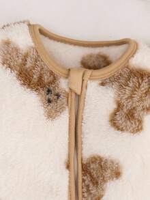 Cozy Pixies Newborn Baby Boy Star Pattern 3D Ear Long Sleeve Jumpsuit, Casual & Versatile, Thick Thermal Lining For Autumn/Winter Fall