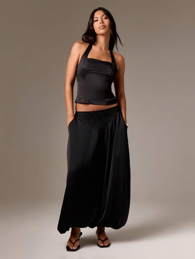Smocked Waist Wide Leg Palazzo Pants