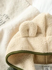 SHEIN 男婴女婴男女通用新生儿0-3岁休闲简约撞色拼接抓绒连体衣秋冬拉链连体衣婴儿外套连体衣婴儿秋季连体衣婴儿冬季连体衣保暖男婴连体衣 - 彩色 - 查看 6