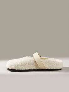 Solecia 女式厚底一脚蹬穆勒鞋，包头，春秋季休闲乐福鞋 - 米色 - 查看 3