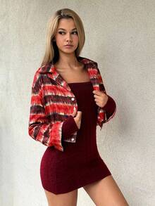 EgrlEra Christmas Plaid Patchwork Ribbed Punk Style Jacket - Multicolor - View 7