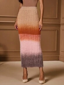Lilora Gonna lunga lavorata a maglia con vita elastica e sfumatura di colori, adatta per autunno/inverno, per ufficio, stile vintage, feste, vacanze, stile old money, sirena seducente, ballo, San Valentino, crociera, pendolarismo, strati ricchi, appuntamento, raduno, minimalismo, compleanno, evento formale, Ibiza, Nashville, pausa, modesta, chic, casual, shopping, streetwear, uscita, sexy, vintage, streetwear, boho, formale, stile anni 2000, casual, hippie, vintage, stile old money - Multicolore - Visualizzare 1