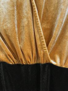 Franclia 女士万圣节拼色连衣裙，秋冬合身中长连衣裙，适合返校、教师节 - 彩色 - 查看 4