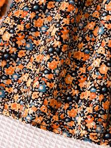 SHEIN 2pcs/Set NovaGlow Kids Tween Girls Ditsy Floral Camisole Dress & Button-Up Short Cardigan Sweater Set, Rust Brown, Autumn/Winter Fall Fall Tween Girl Clothes Teen Fall Dress Clothes Autumn Clothes Tween