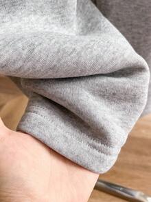 Sweetra Young Tween Girls' Casual Cute Contrast Color Patchwork Gray Sweatpants, Suitable For School, Female Students, Versatile, Personalized, Daily Wear Fall Winter