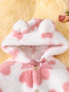 SHEIN Herbst/Winter Neue Baby Mädchen Kapuzen Cape Umhang Herz Plüsch Jacke, Säuglings Schal Neugeborenes Baby süß niedlich Prinzessin Umhang Mantel, geeignet für Outdoor-Tragen bei jedem Anlass