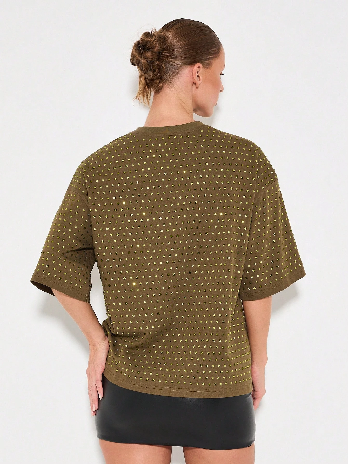 KIZN Studded Oversized T-Shirt With Gold Embellishments
