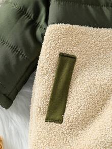 SHEIN 男婴女婴男女通用新生儿0-3岁休闲简约撞色拼接抓绒连体衣秋冬拉链连体衣婴儿外套连体衣婴儿秋季连体衣婴儿冬季连体衣保暖男婴连体衣 - 彩色 - 查看 5