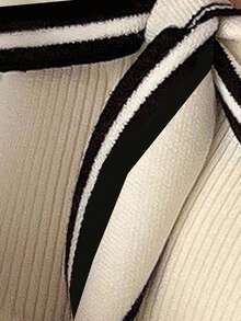 FRIFUL Women's Long Sleeve Knitted Sweater With Bow Decoration,Long Sleeve Tops Fall