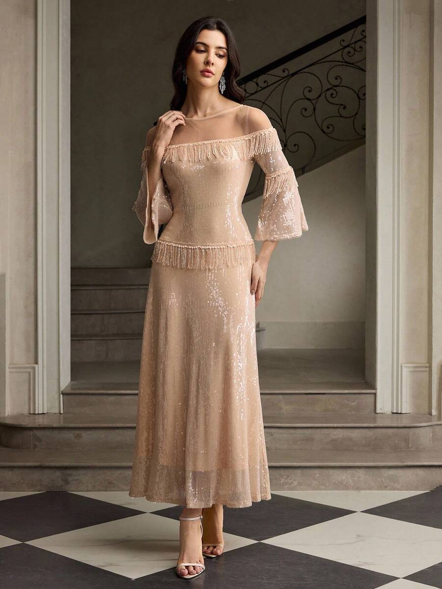 ZEYLAH 优雅、奢华、浪漫的女士长裙 - 粉色 - 查看 1