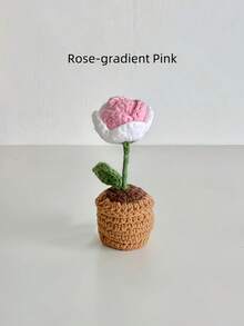 手工编织郁金香盆栽、钩针向日葵盆栽、心形花桌面摆件、编织玫瑰花成品、勿忘我盆栽、仿真花桌面摆件、派对小礼物 - 彩色 - 查看 10
