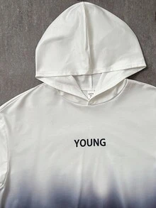 SHEIN Conjunto de 2 peças de moletom casual para meninos adolescentes com slogan de rua e calça de moletom com estampa de ombré, conjunto minimalista e versátil para combinar, adequado para casa, deslocamento, escola, casual diário, férias, atividades ao ar livre, festa, outono/inverno - Multicolorido - Ver 8