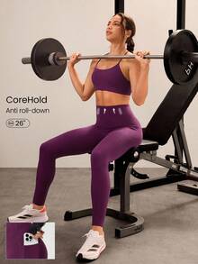 GLOWMODE 26" CoreHold FeatherFit™-Sculpt Lunge & Lounge No Slip Fit Boning Tummy Control Seamless Leggings With Side Pockets Workout Running Gym Spring - ceri cola - View 1