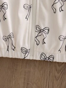 SHEIN 6Months-3Years Baby Girl Coat Casual Style Fall Outfits For Girl Bowknot-Shape Printing Jacket - Beige - View 6