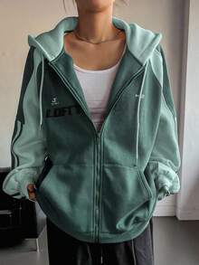 Dazy Star Women's Knitted Thermal Lined Hoodie Sweatshirt Fall,Winter Zip Up Jacket - Dark Green - View 4