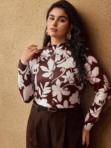 MOTF PREMIUM ÁO THUN DÀI TAY CỔ ĐỨNG IN HOA CỠ LỚN - Nhiều màu - Xem 6