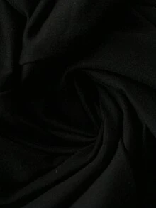 SHEIN Clasi 加大码灯笼袖标语印花连衣裙女装 - 黑色 - 查看 5