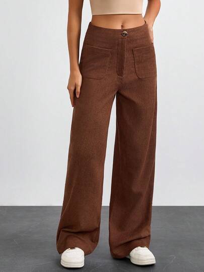 EURMUSE Women's High Waist Brown Velvet Pants Brown Pants For Women Pants Wide Leg Wide Leg Jeans Woman Western Pants Cowboy Pants For Women