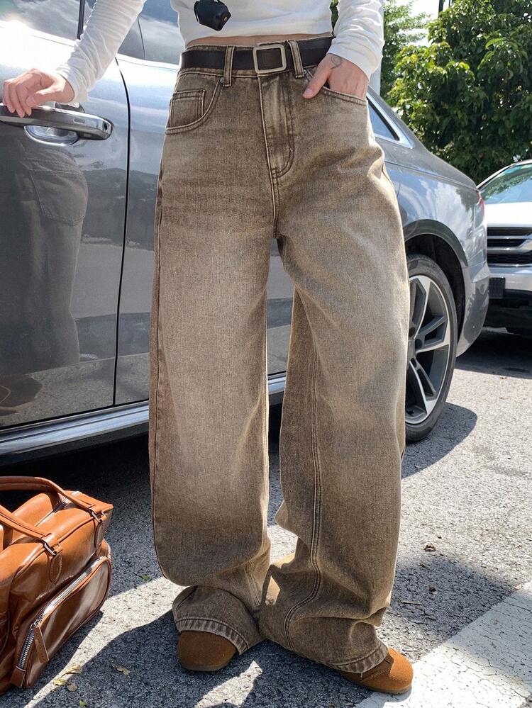 Women's Low-Waist Straight Leg Jeans, Casual Street Style City Wear Low Rise Jeans